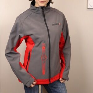 Fersten Swatch‎ Gray Red Fleece Softshell Jacket Watch Back Print M